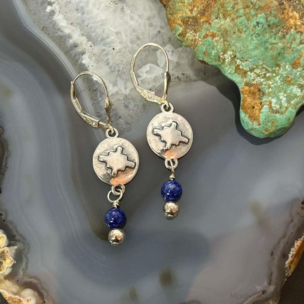 Carolyn Pollack Sterling Silver Lapis & Zia Symbol Dangle Earrings For Women
