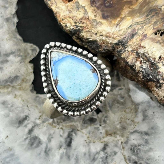 Sterling Silver Southwestern Style Golden Hill Turquoise Adjustable Ring For Women #13