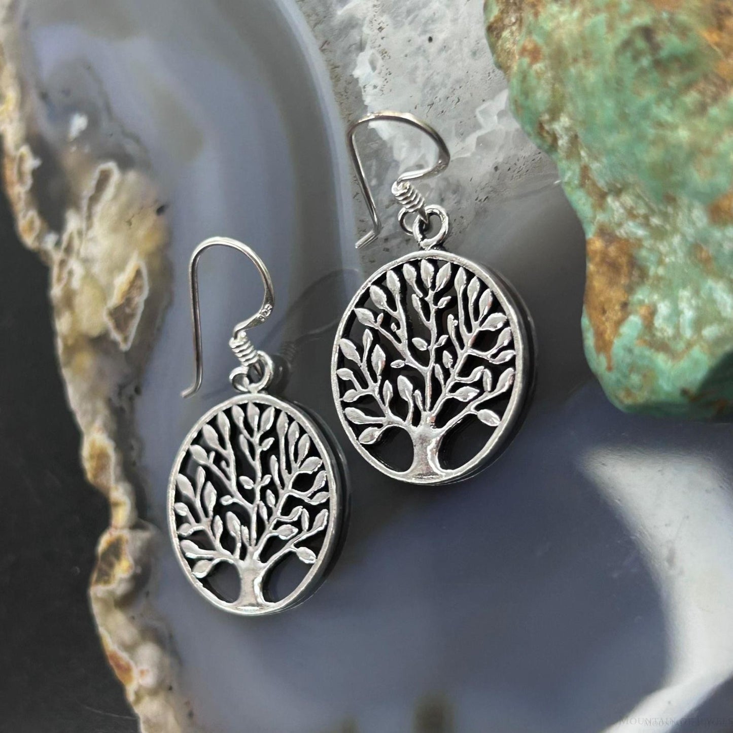 Sterling Silver Tree of Life Dangle Earrings For Women