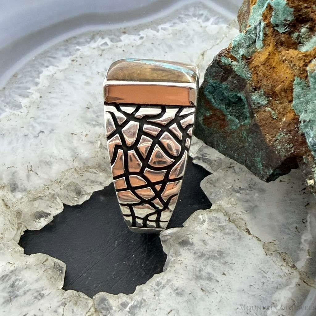 Native American Sterling Silver Ribbon Boulder Turquoise Ring Size 12 For Men