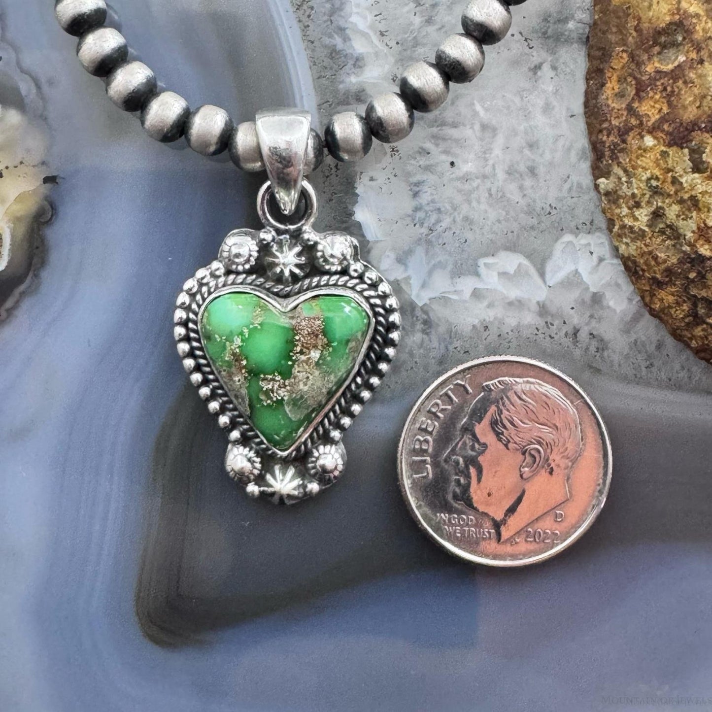 Southwestern Style Sterling Silver Sonora Gold Turquoise Heart Pendant For Women