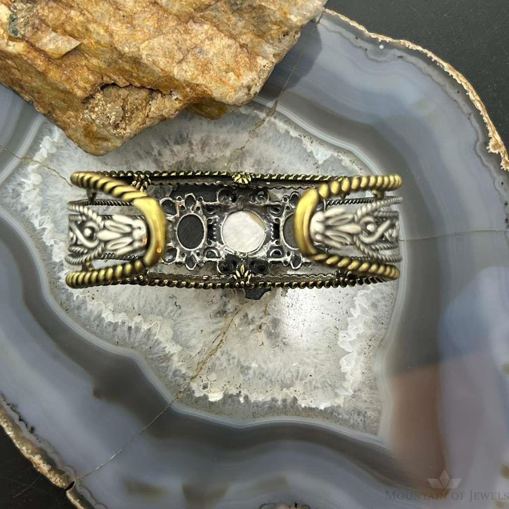 Carolyn Pollack Sterling Silver & Brass MOP, Smoky Quartz, Turquoise Bracelet For Women