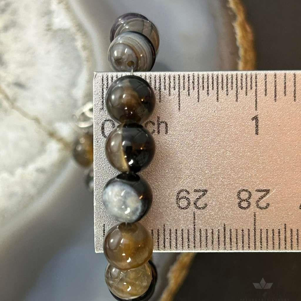 Sterling Silver Smoky Onyx Beads Bracelet For Women