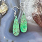 Sterling Silver Elongated Teardrop Green River Jasper Slab Dangle Earrings For Women #242