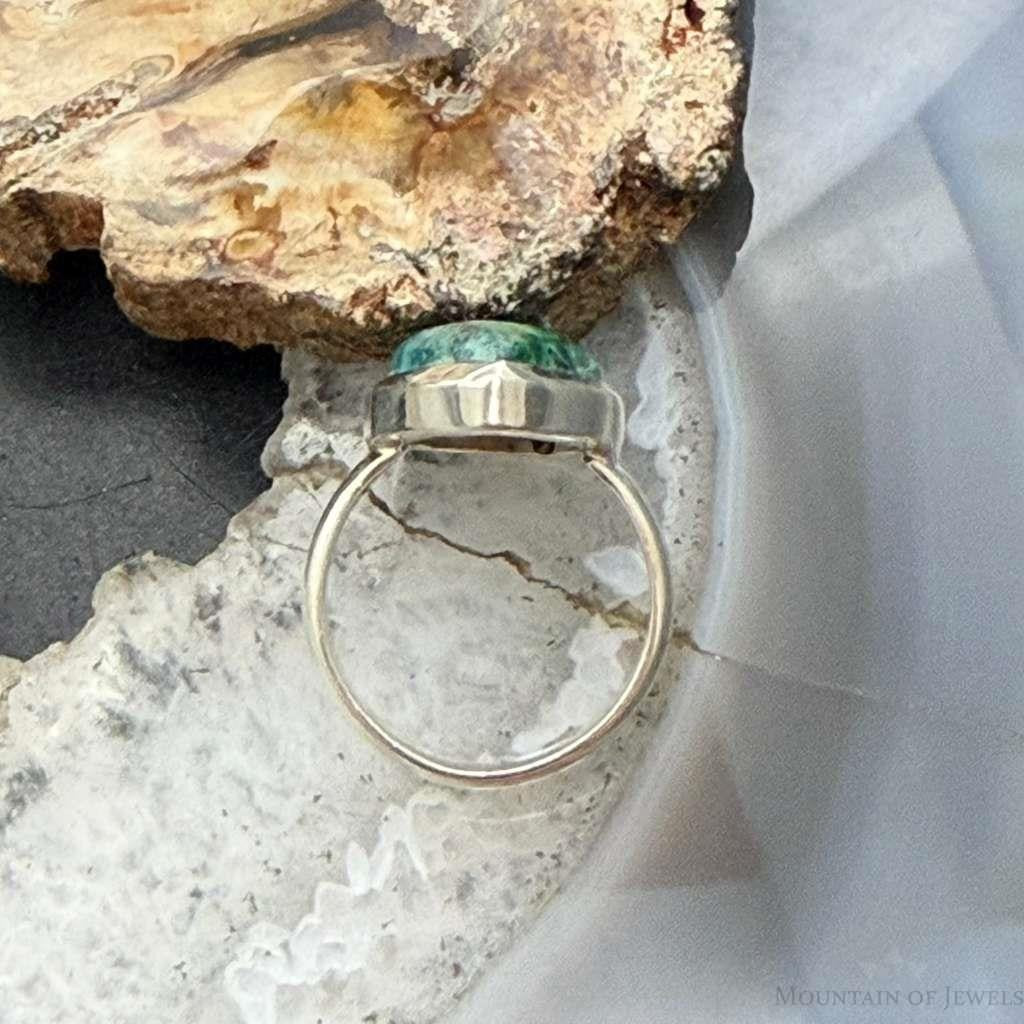 Sterling Silver Southwestern Style Teardrop Azurite Malachite Ring Size 8 For Women