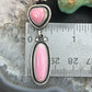 Native American Sterling Silver Pink Conch Heart & Oval Dangle Earrings For Women