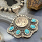 Sterling Silver Southwestern Style 1939 Mercury Dime & Kingman Turquoise Pendant