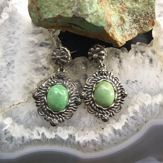 Carolyn Pollack Sterling Silver Green Turquoise Oxidized Dangle Earrings For Women