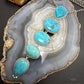 Sterling Silver Southwestern Style Kingman Turquoise 33" Necklace For Women
