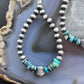 Sterling Silver Southwestern Style Navajo Pearl & Turquoise Bead Hoop Earrings For Women