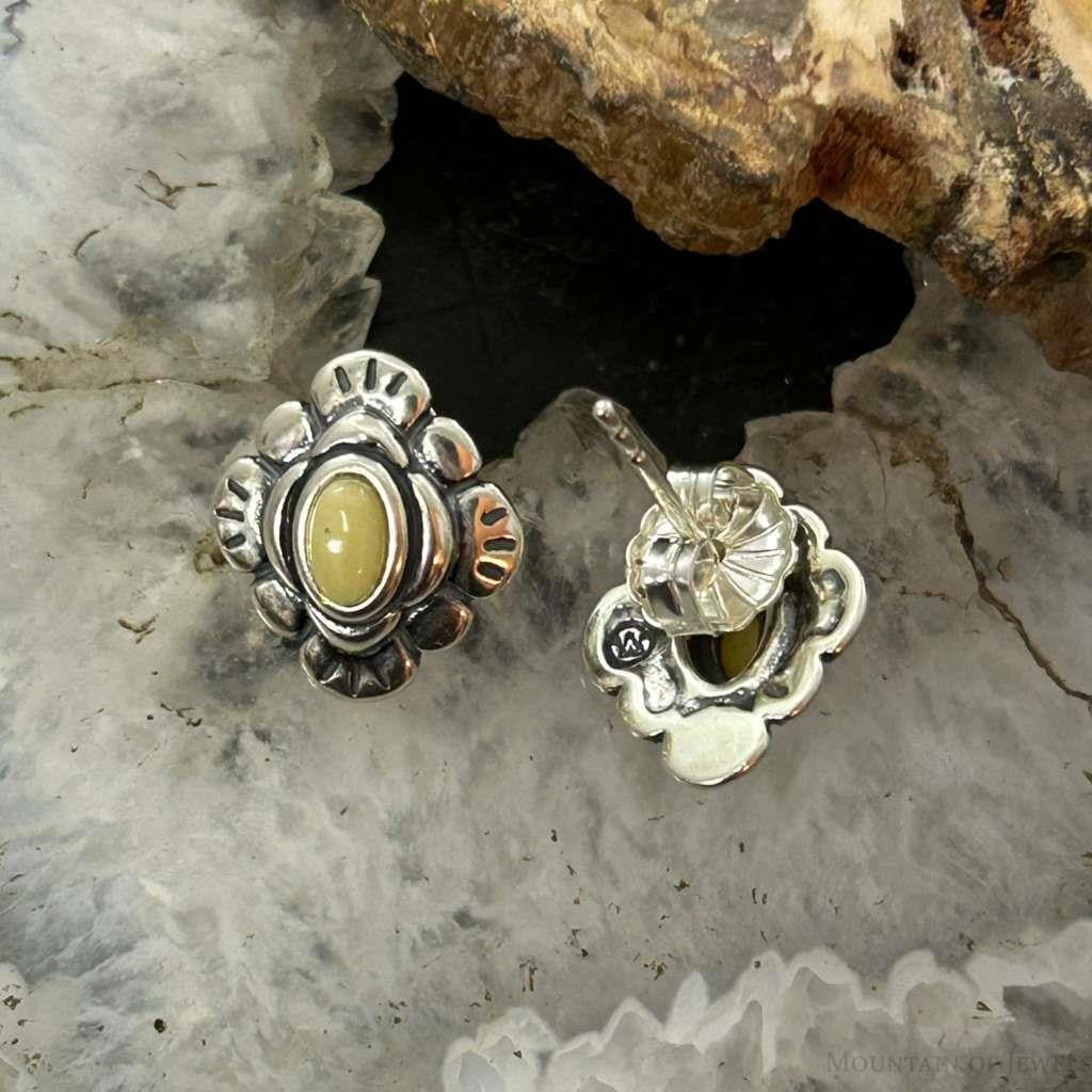 Carolyn Pollack Sterling Silver Yellow Jasper Stud Earrings For Women