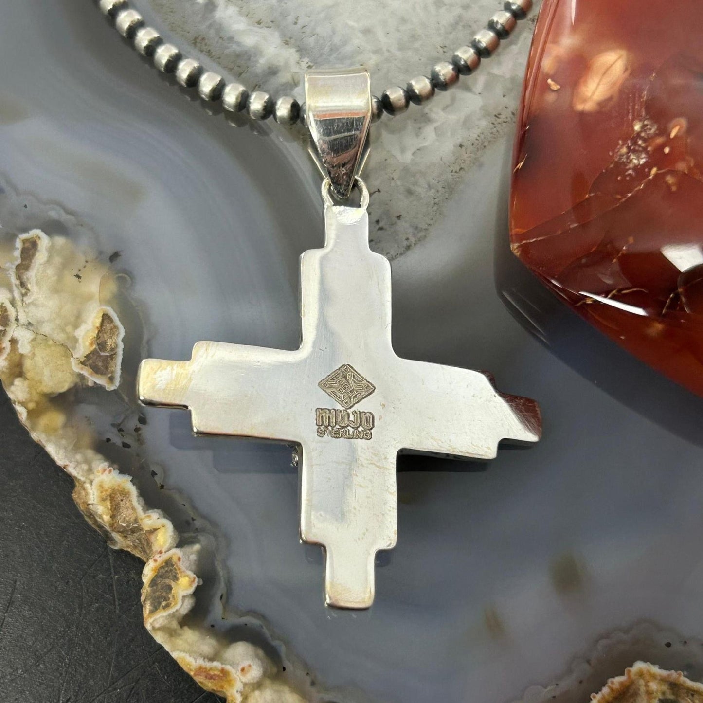 Sterling Silver Southwestern Style Oval Golden Hill Turquoise Unisex Zia Pendant