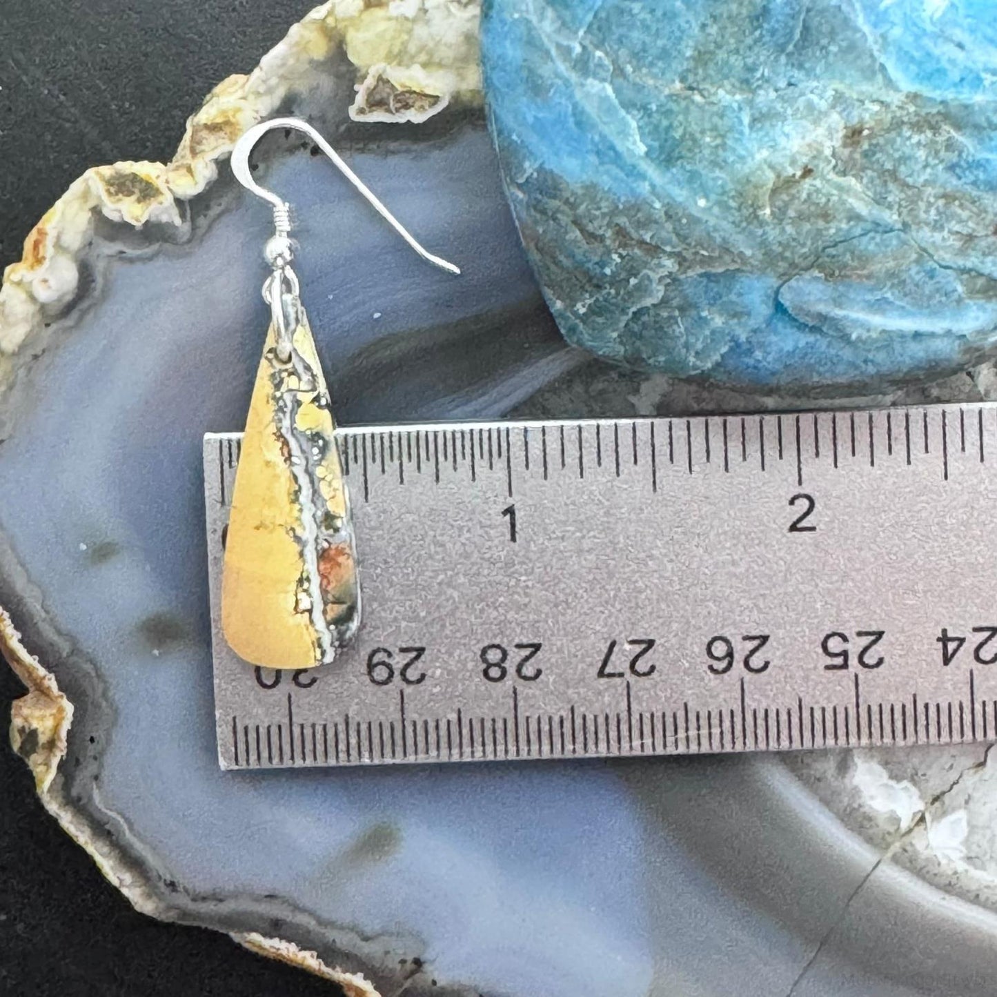 Sterling Silver Triangle Maligano Jasper Slab Dangle Earrings For Women #179