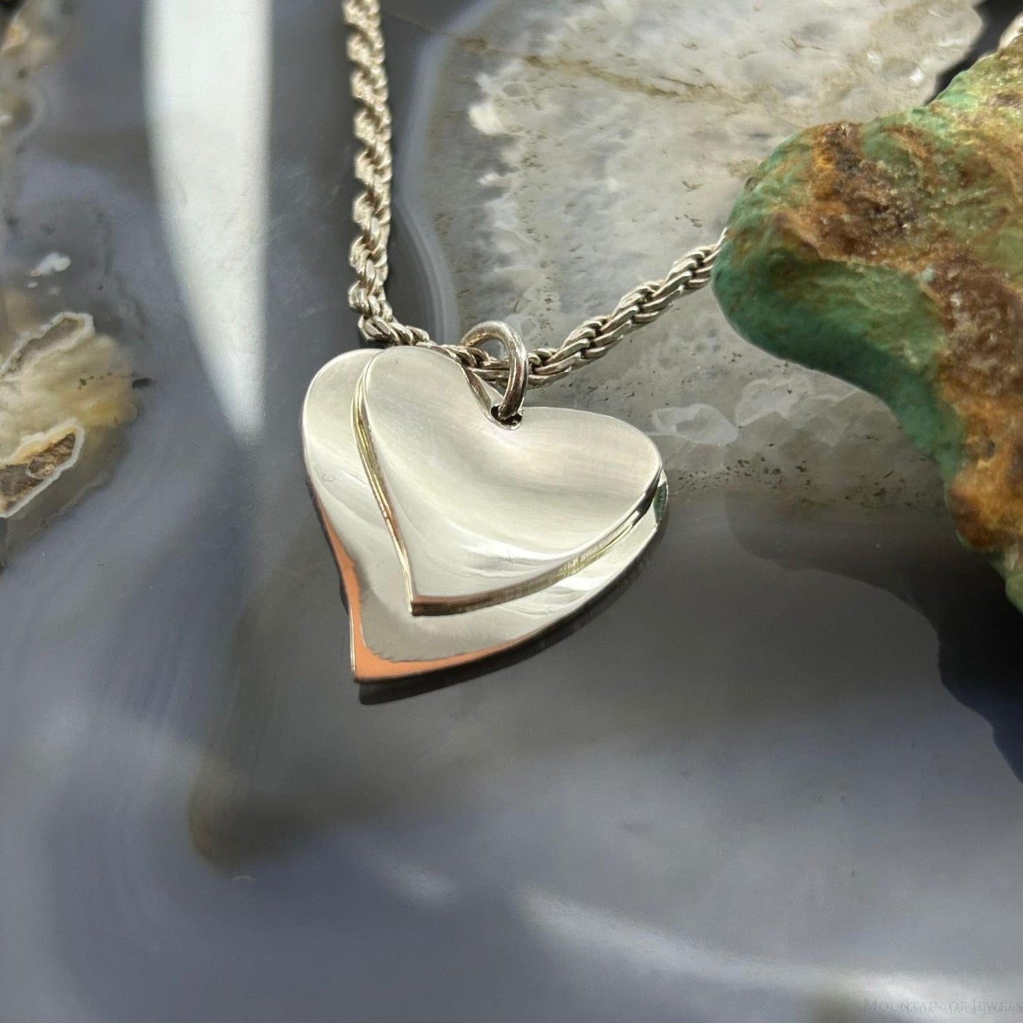 Sterling Silver Fashion Double Heart Heart Pendant For Women