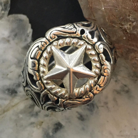 Carolyn Pollack Southwestern Style Sterling Silver Lone Star of Texas Unisex Ring