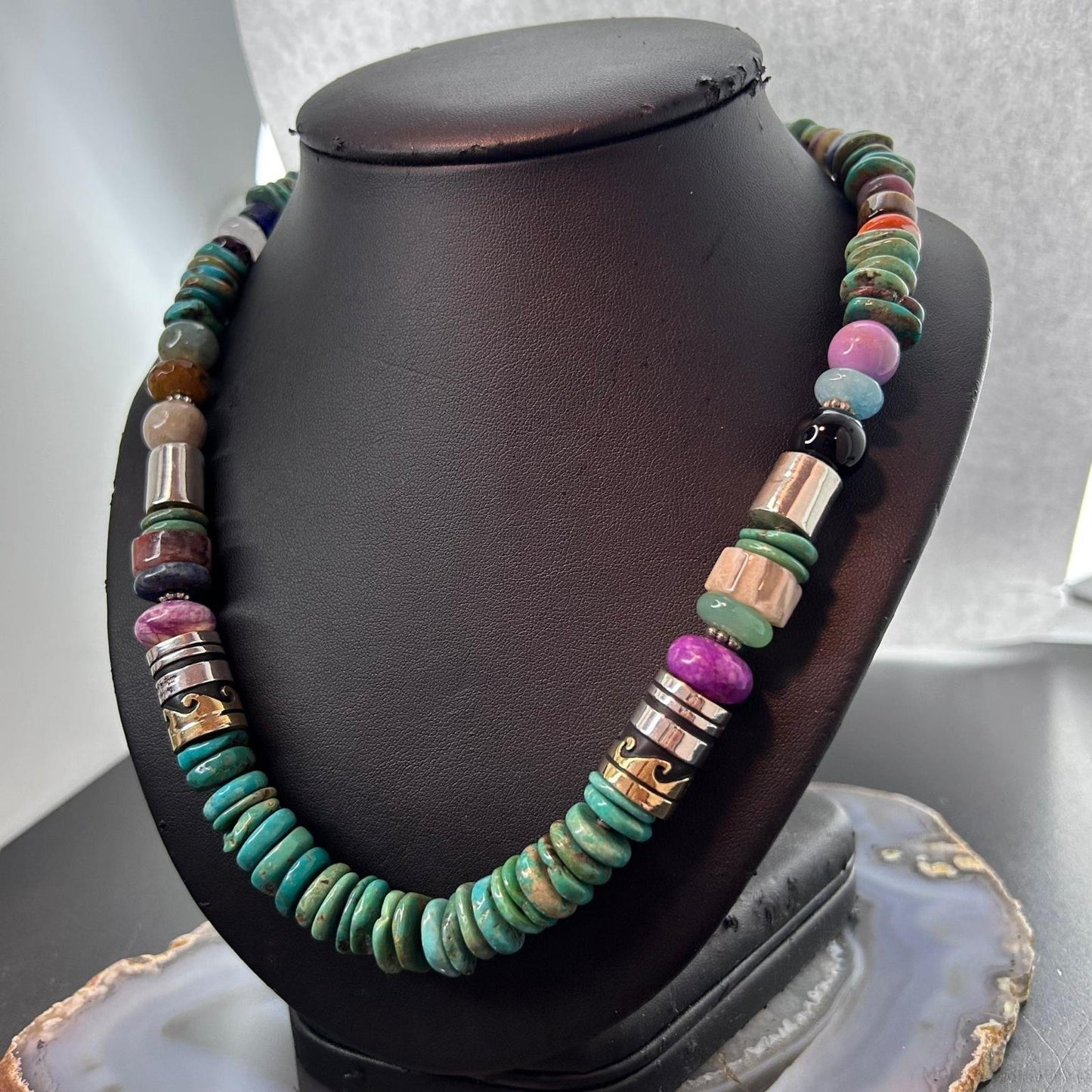 Tommy&Rosita Singer Sterling Silver Turquoise & Multistone Beads Necklace For Women #1