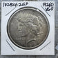 1926-D US 90% Peace Silver Dollar VG-F #102924-2GP