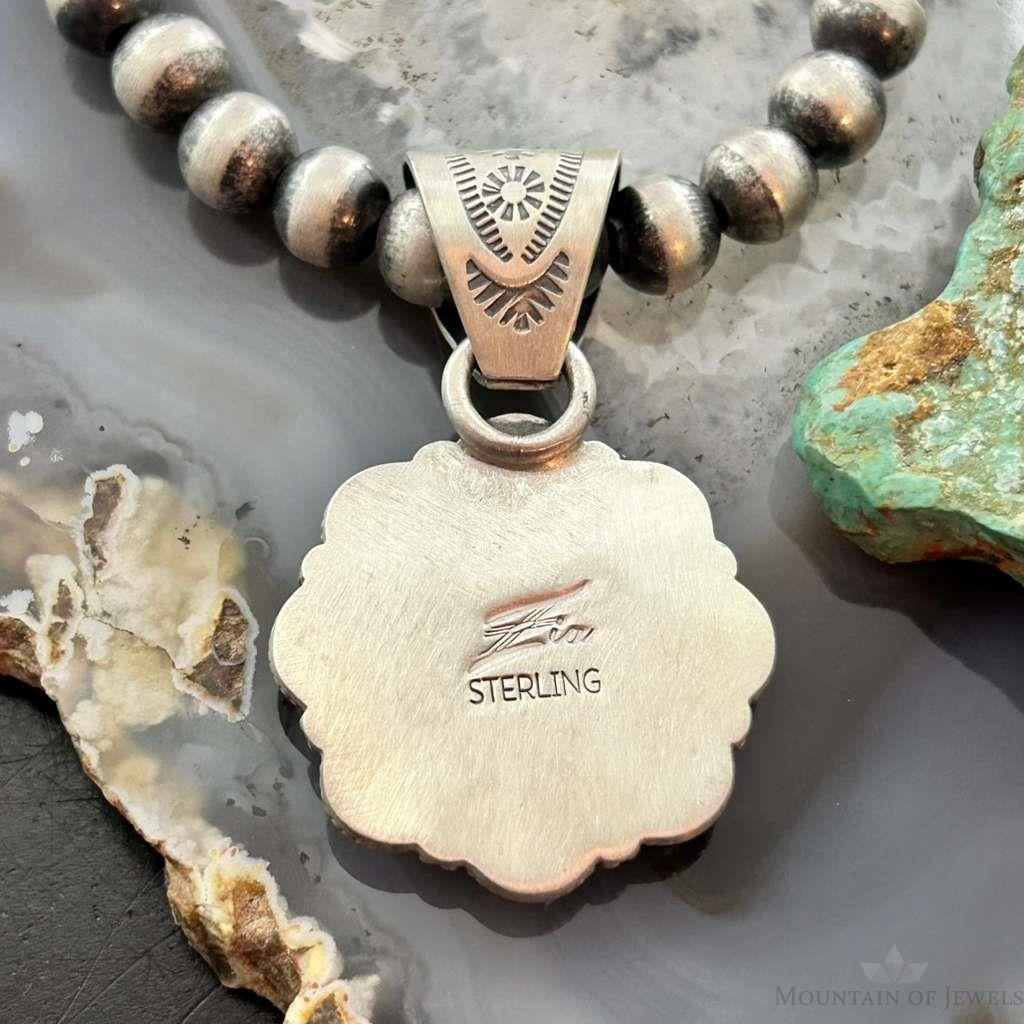 Native American Sterling Silver Orange Spiny Oyster Cluster Pendant For Women