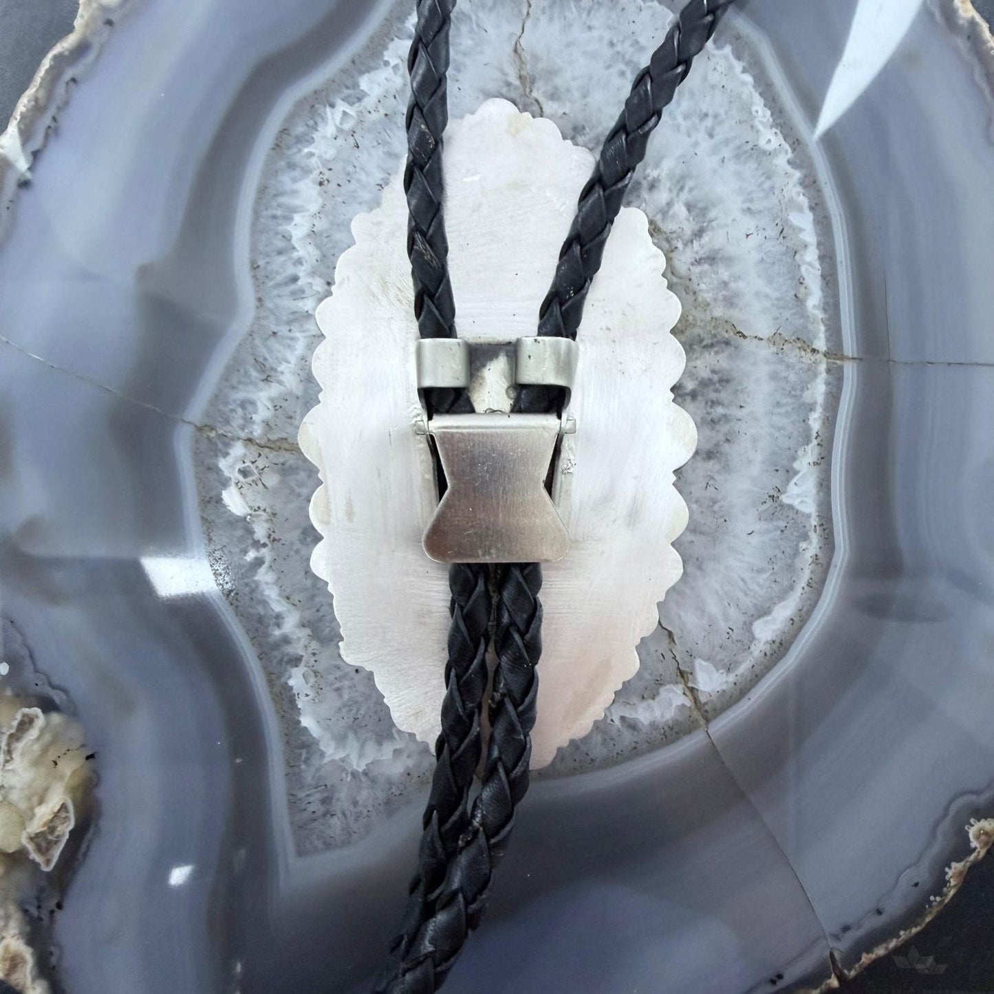 Sterling Silver Southwestern Style Large Oval Chrysocolla Bolo Tie For Men