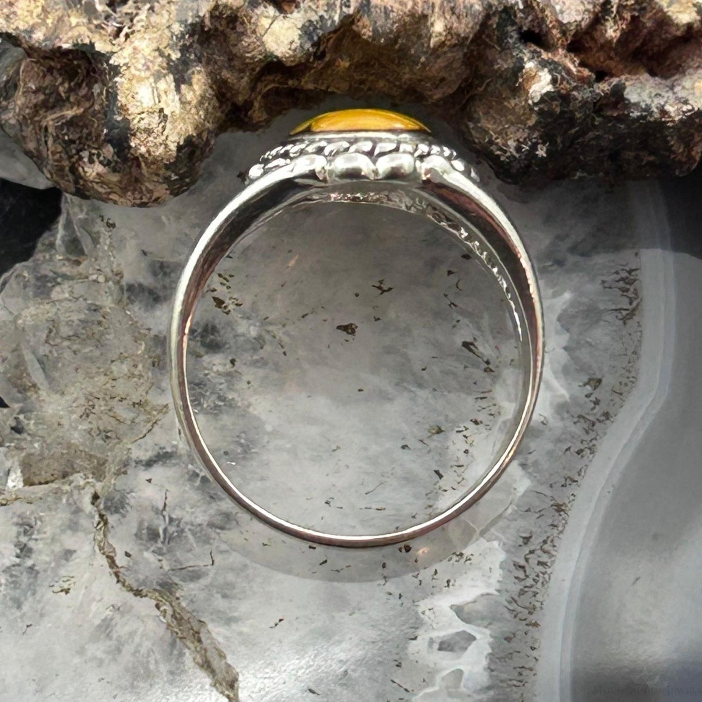 Carolyn Pollack Sterling Silver Oval Chip Inlay Decorated Ring For Women