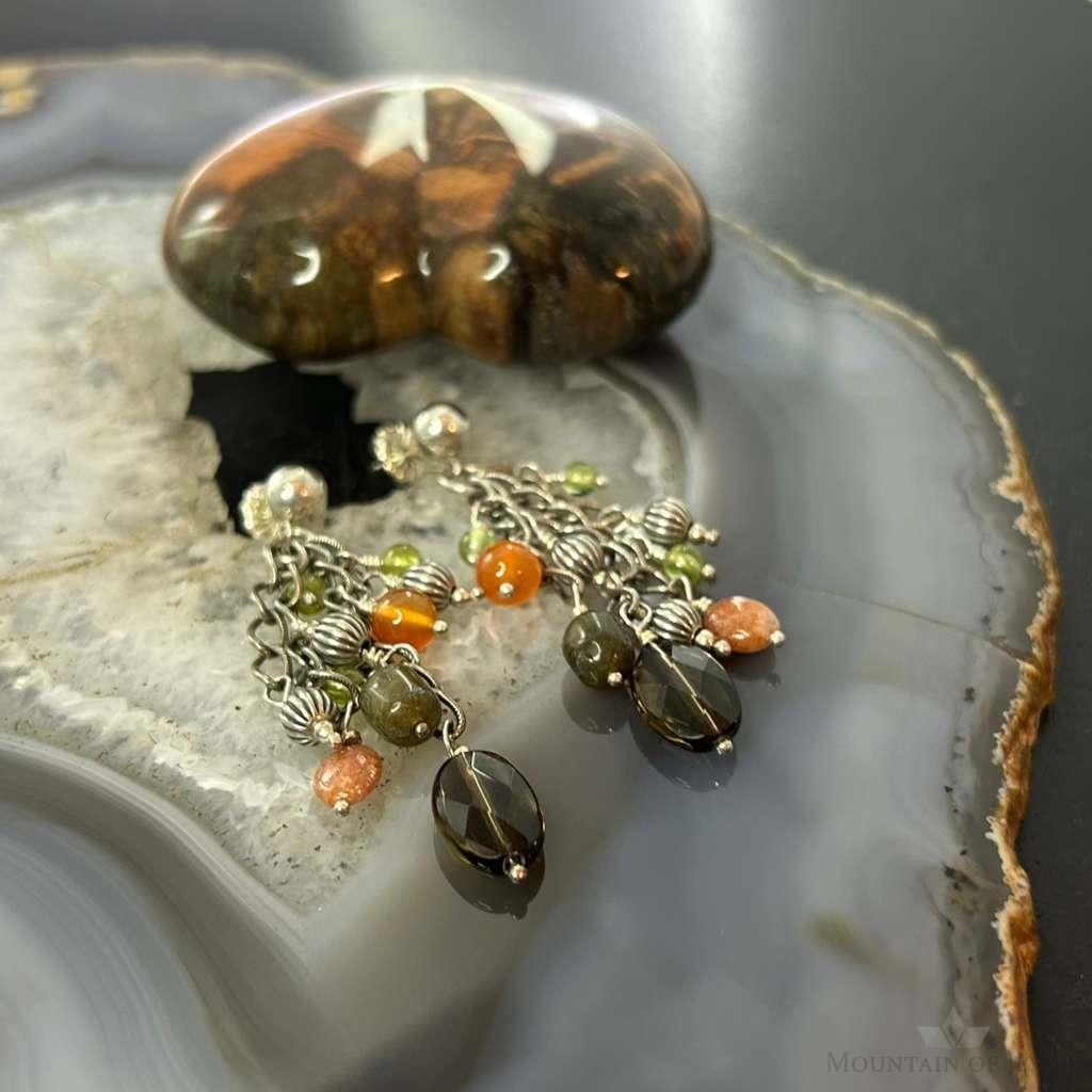 Carolyn Pollack Sterling Silver Multi Stone Dangle Earrings For Women