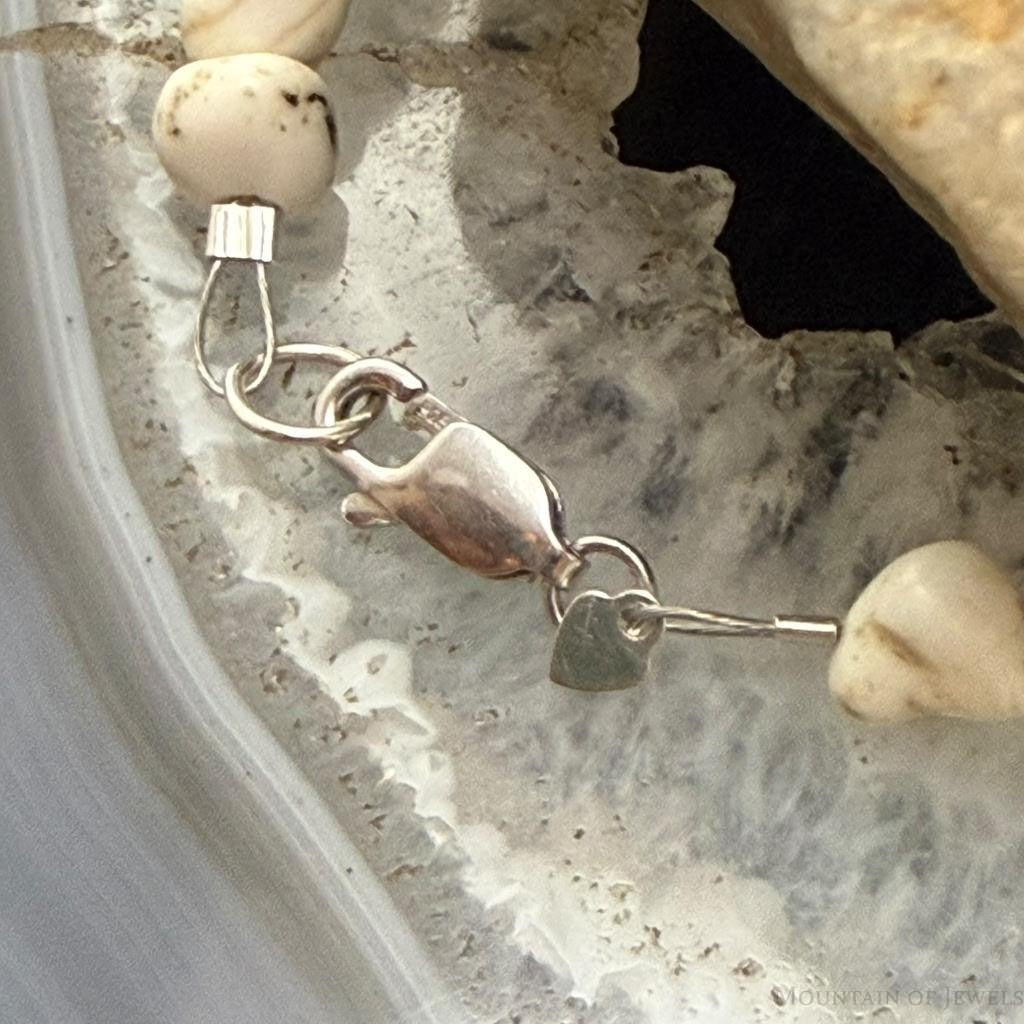 Sterling Silver Natural Wild Horse Beads 7.25" Bracelet For Women