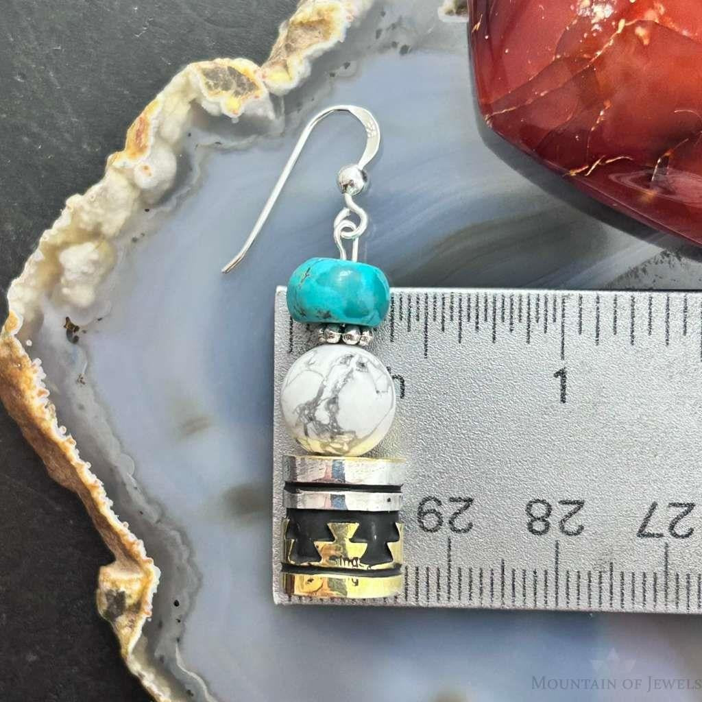 Tommy & Rosita Singer Sterling Silver Turquoise,Howlite Beads Dangle Earrings For Women
