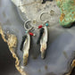 Carolyn Pollack Southwestern Style Sterling Silver MOP Etched Feather Dangle Earrings
