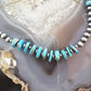 Sterling Silver Southwestern Style Blue Turquoise Beads & Starling Beads 19" Necklace For Women