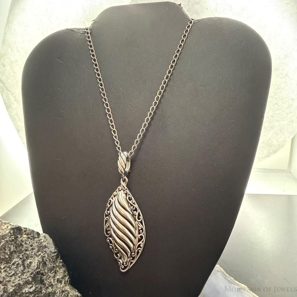 Carolyn Pollack Sterling Silver Swirl Decorated Enhancer 16" Necklace For Women