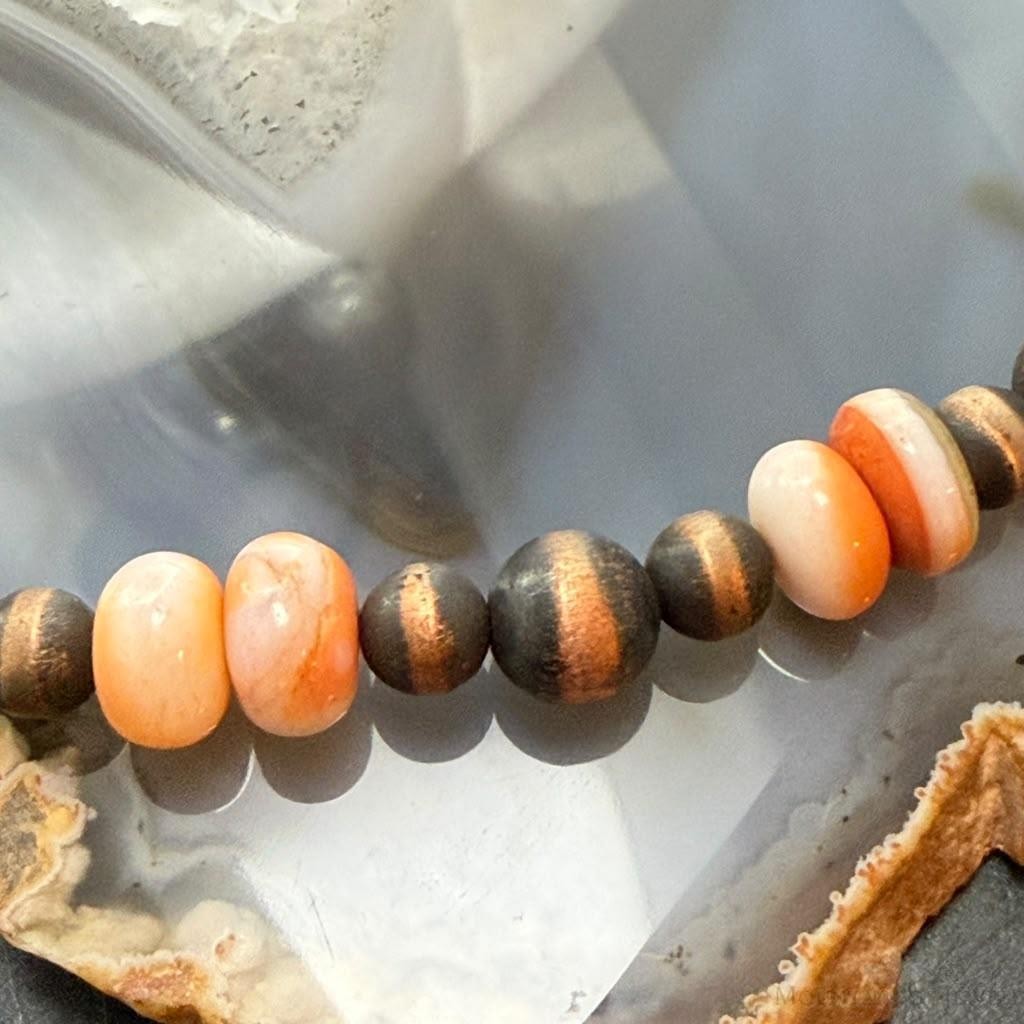 Southwestern Style 6.5-8.5mm Copper Navajo Pearl & Spiny Oyster Beads Necklace For Women
