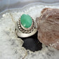 Sterling Silver Southwestern Style Oval Green Chalcedony Decorated Ring Size 8.5 For Women