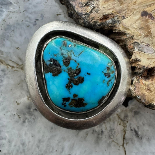 Vintage Arturo Rivera Sterling Silver Turquoise Shadowbox Ring Size 6 For Women