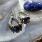 Sterling Silver Graduated Navajo Pearl Beads & Lapis Hoop Dangle Earrings For Women