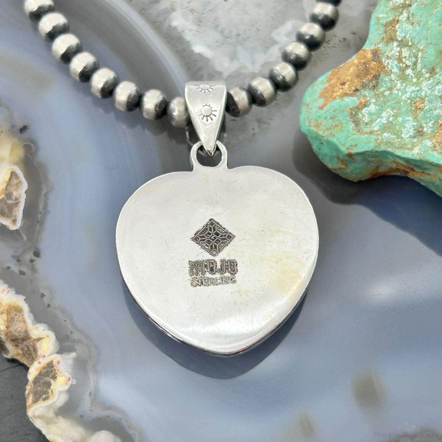 Sterling Silver Southwestern Style Wild Horse Decorated Heart Pendant For Women #2