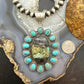 Sterling Silver Southwestern Style Blackjack & Kingman Turquoise Pendant For Women