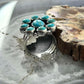 Sterling Silver Southwestern Style Mohave Turquoise Cluster Ring Size 7.5 For Women