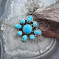 Sterling Silver Southwestern Style Composite Turquoise Cluster Adjustable Ring For Women