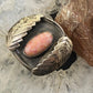 Vintage Sterling Silver Rhodochrosite with Leaves Ring Size 8.25 For Women