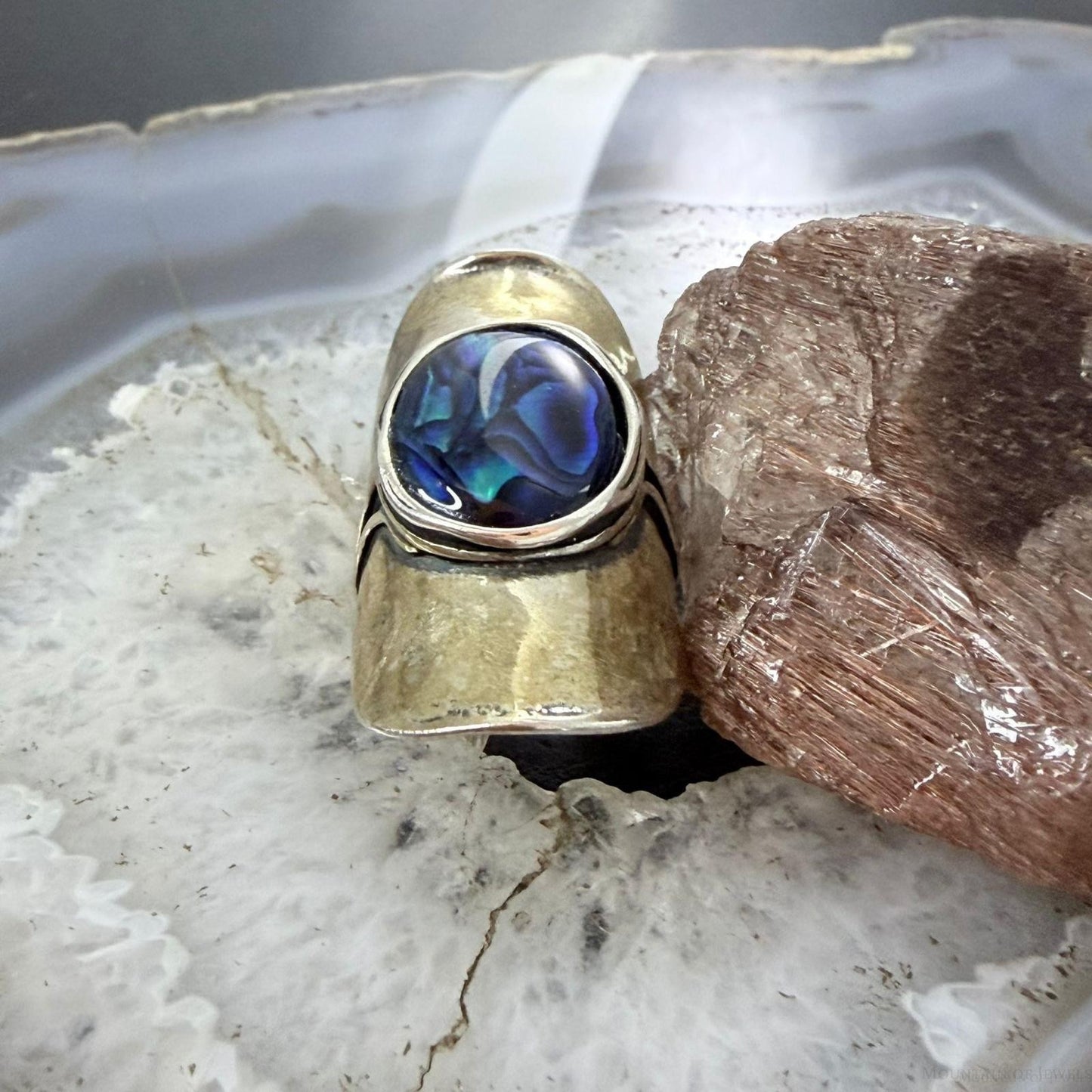 Shablool Israel Sterling Silver Paua Shell (Abalone) Ring Size 7 For Women