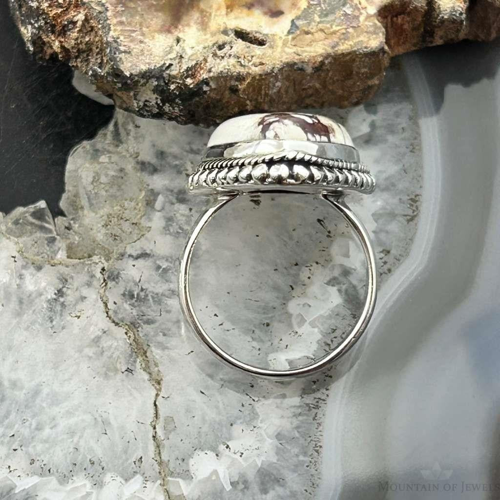 Sterling Silver Southwestern Style Teardrop Wild Horse Decorated Ring Size 7 For Women
