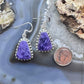 Sterling Silver Southwestern Style Trapezoid Charoite Decorated Dangle Earrings For Women