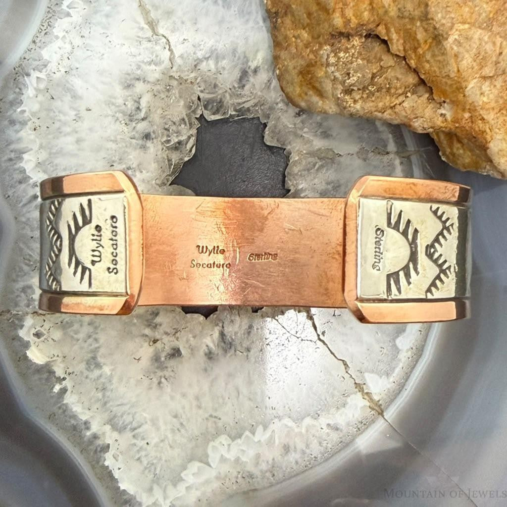 Wylie Secatero Navajo Sterling Silver & Copper Stamped Bracelet For Women #4