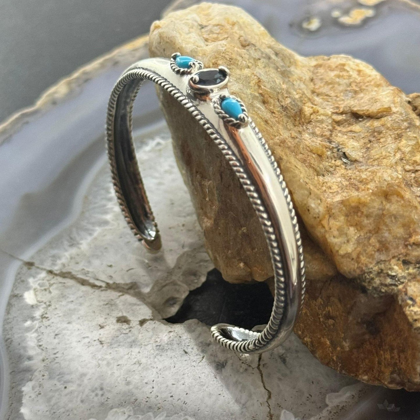 Carolyn Pollack Sterling Silver Turquoise & London Blue Topaz Bracelet For Women