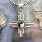 Sterling Silver Southwestern Style Oval White Buffalo Unisex Zia Pendant