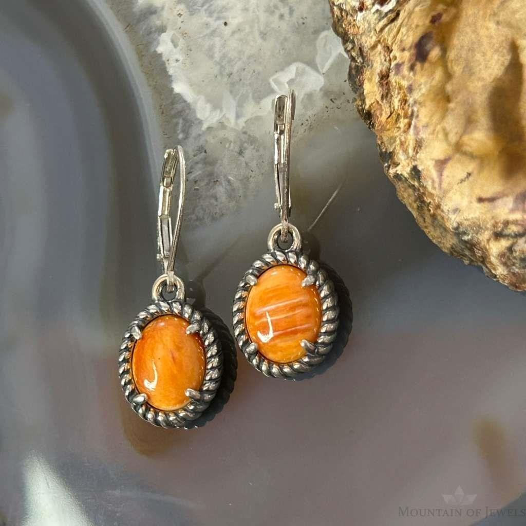 Carolyn Pollack Sterling Silver Spiny Oyster/Picture Jasper Double Sided Dangle Earrings