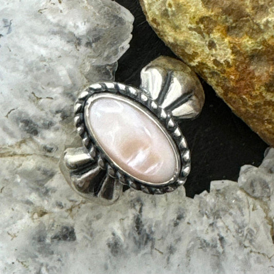 Carolyn Pollack Sterling Silver Oval Mother of Pearl Ring Size 6 For Women