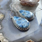 Sterling Silver Southwestern Style Teardrop Blue Apatite Dangle Earrings For Women