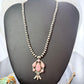 Running Bear Native American Sterling Pink Conch Pendant 15" Necklace For Women