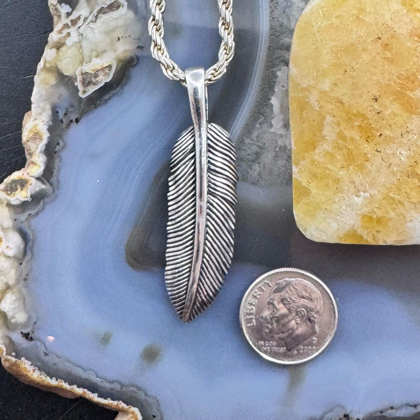 Sterling Silver Southwestern Style Unisex Feather Pendant